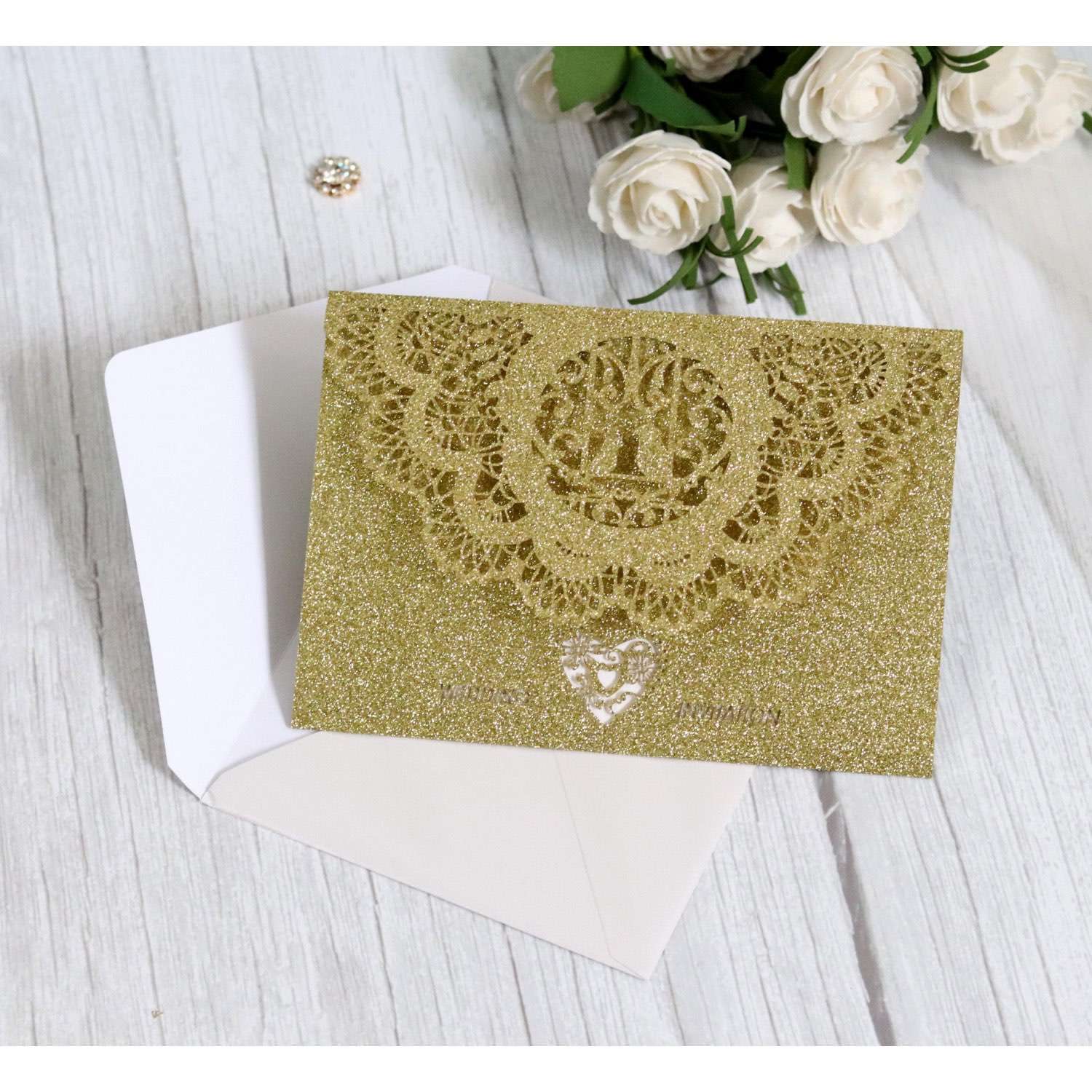 New Wedding Card Laser Cut Paper Glitter Invitation Business Invitation